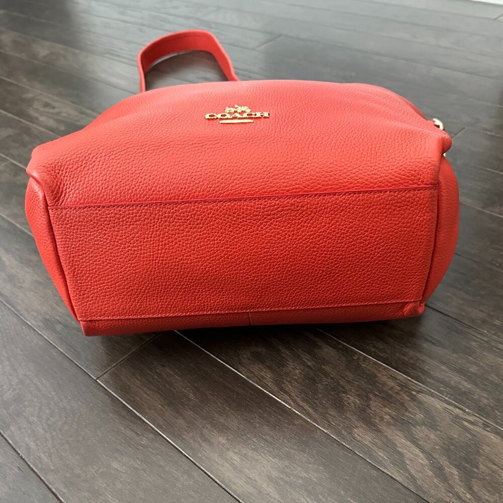 Coach Large Orange-Red Leather Shoulder Bag 35775 - Picture 4 of 16